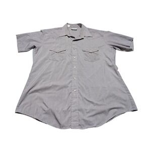 Karman Western Shirt Mens XL Gray Silvers Collection Pearl Snap Short Sleeve Vtg